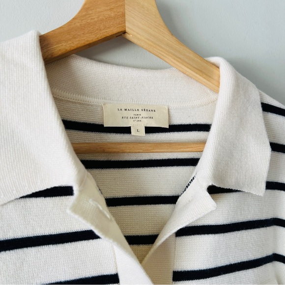 Sezane Striped Betty Cardigan, Size L - Picture 3 of 6